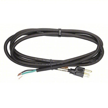 Zoro Select E3603 Power Cord, 14 Awg, Bare Leads, 15A, Rubber, Sjo, 5-15P, 8 Ft