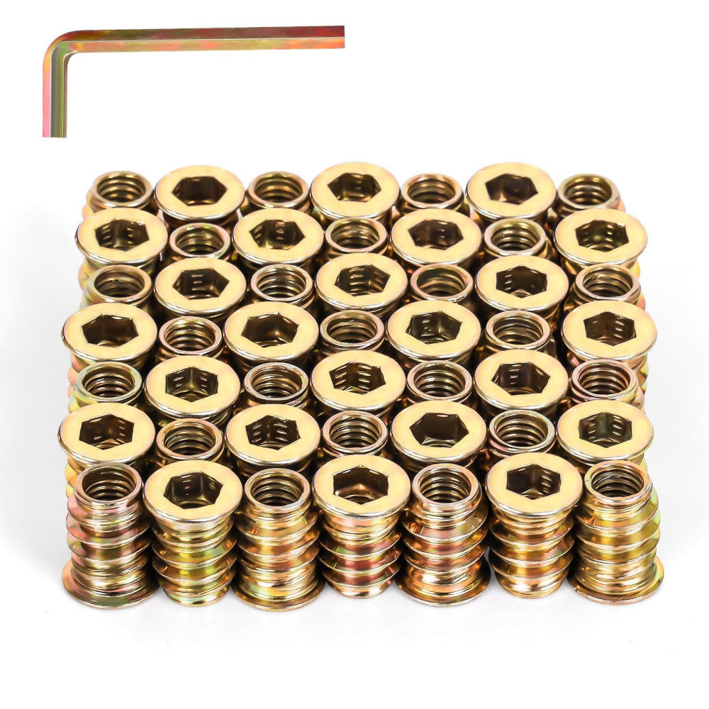 1/4"-20 x 15mm Threaded Inserts for Wood, Hex Drive Wood Nut Inserts, Excepti...