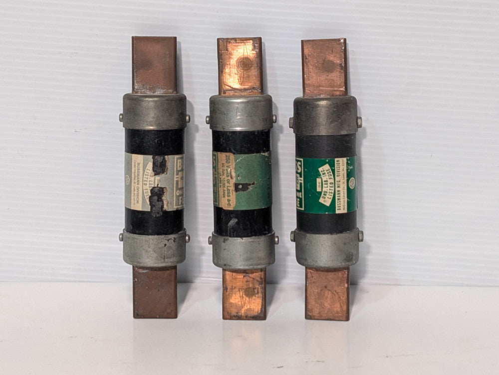 Lot of 3 Bussman Buss NON175 One Time Fuses C5-42, 250V, Pre-Owned, As Shown