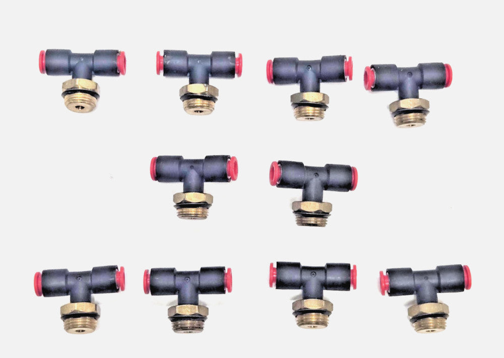 SMC PNEUMATIC MALE BRANCH TEES 1/4" X G3/8" PUSH TO CONNECT *LOT OF 10*