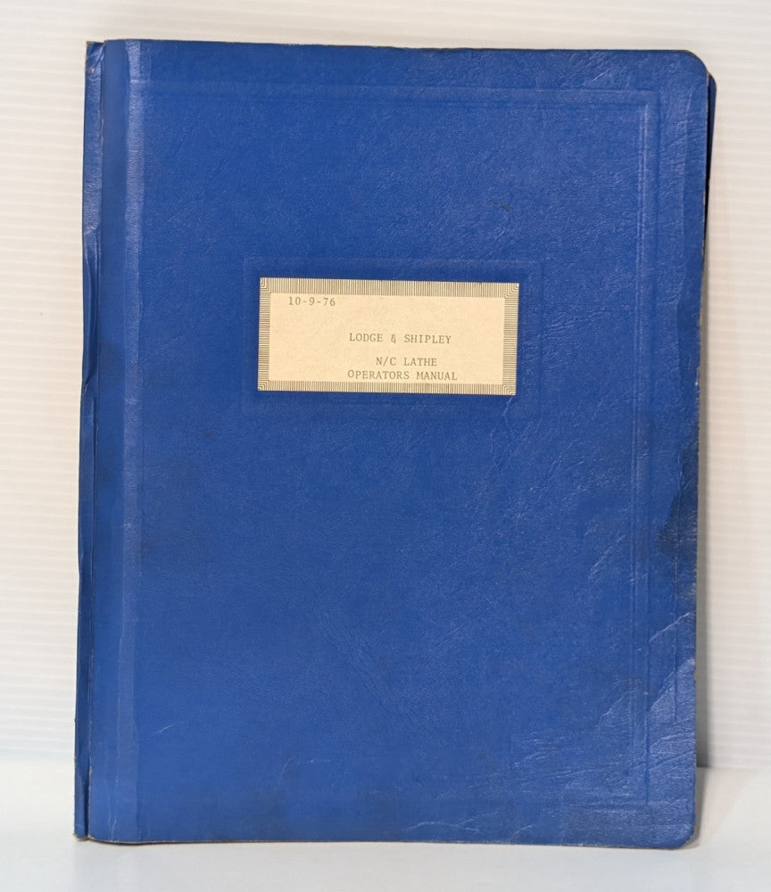 Lodge & Shipley Profiturn 40 & 50 N/C Lathe Operator Manual Optimizer II Control