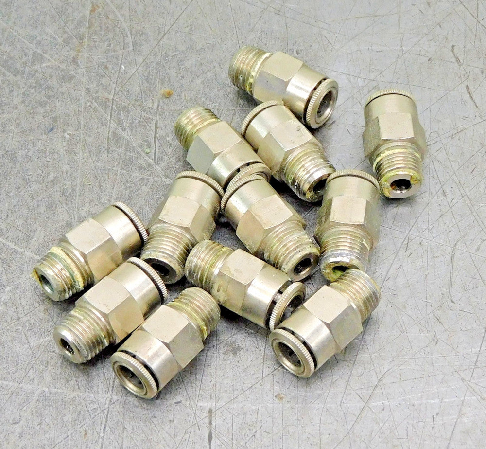 Stainless Steel Straight Push Connect Fitting 1/4"DIA x 1/8"NPT Lot of Twelve 12
