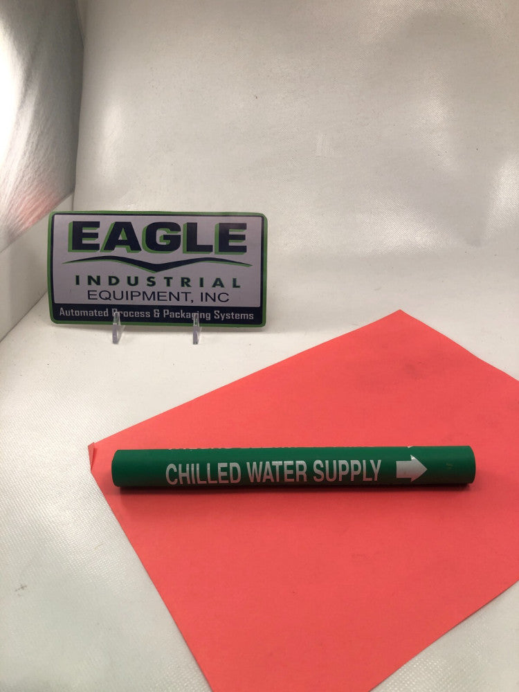 (10-pk) SETMARK SZ-10 PIPE MARKER "CHILLED WATER SUPPLY" White on Green