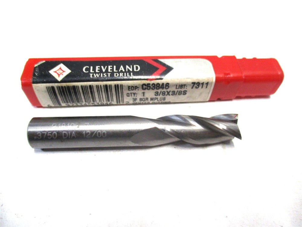 Cleveland (C53846) 3/8 x 3/8 x 1 x 2-1/2 3-Flute SE CC Carbide Square End Mill