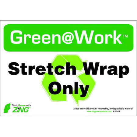 Zing 1050S Recycle Label, Stretch Wrap Only, Polyester, 10 In W, 7 In H