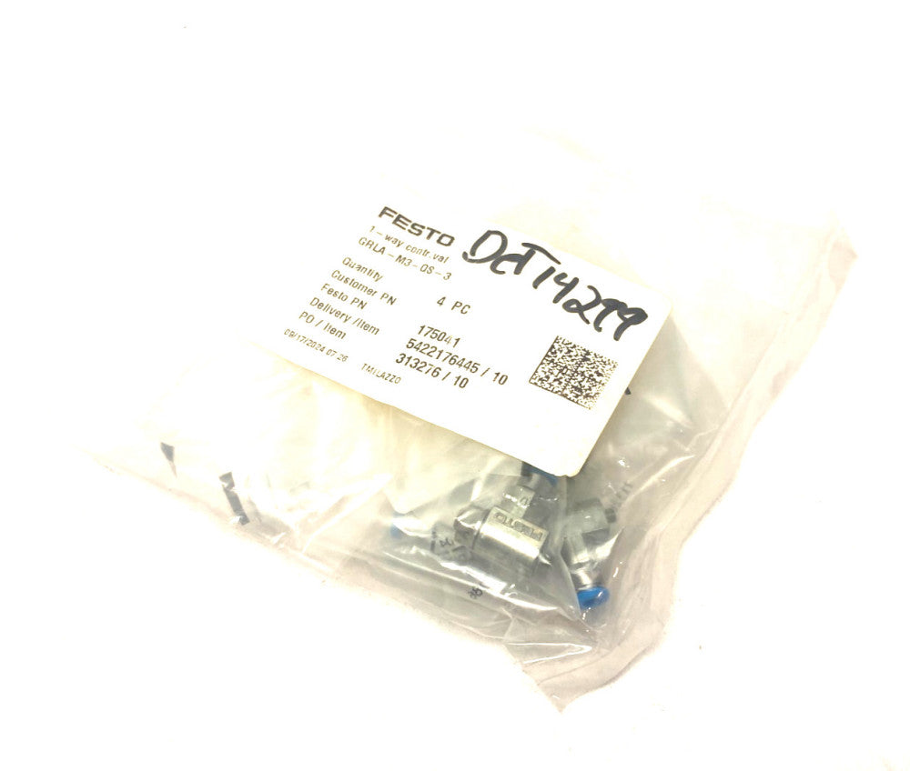 Festo GRLA-M3-QS-3 One-Way Flow Control Valve 175041 PKG OF 4