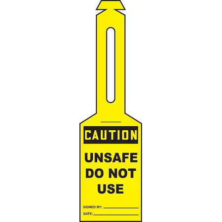 Accuform Tal314 Loop N Strap Caution Tag, General Safety, Plastic, 5 1/4 In H X