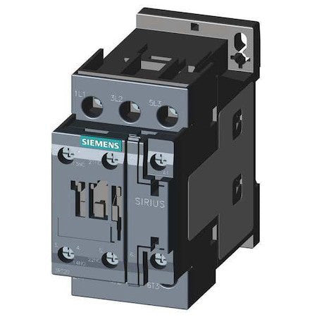 Siemens 3Rt20281ak60 Iec Magnetic Contactor, 3 Poles, 110/120 V Ac, 38 A