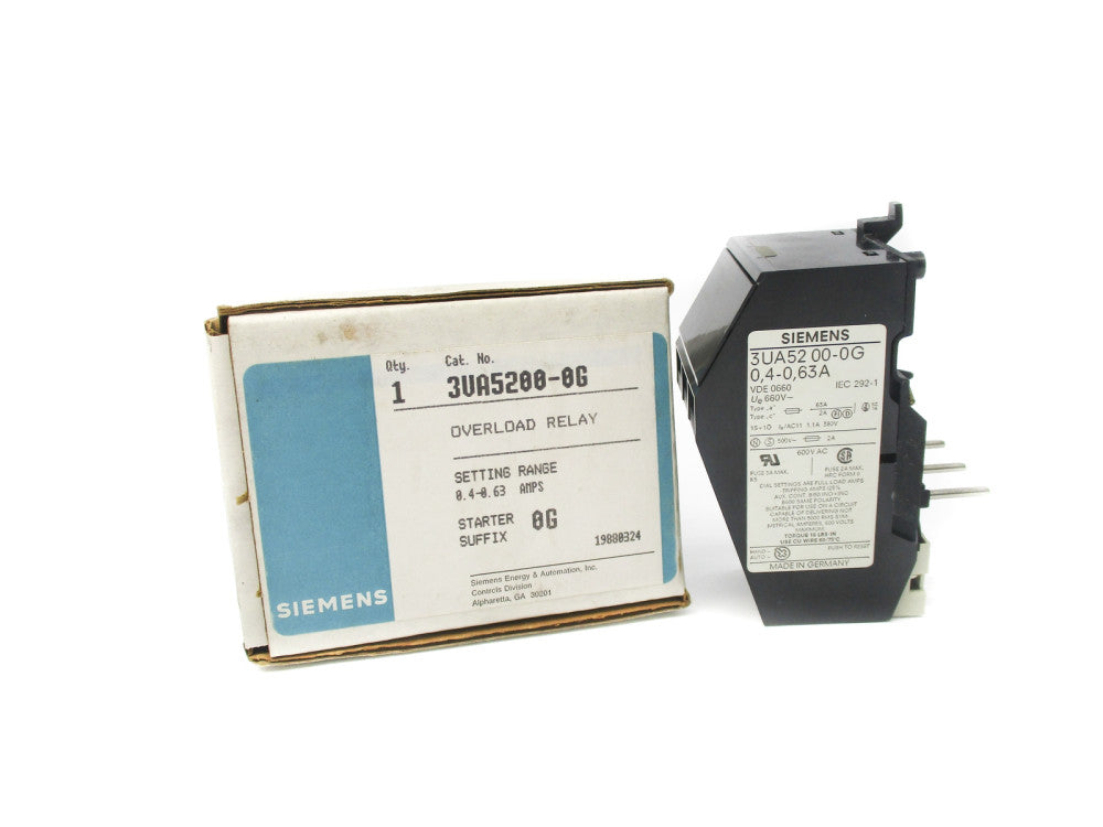SIEMENS 3UA5200-0G 0.4-0.63A 600V NSMP