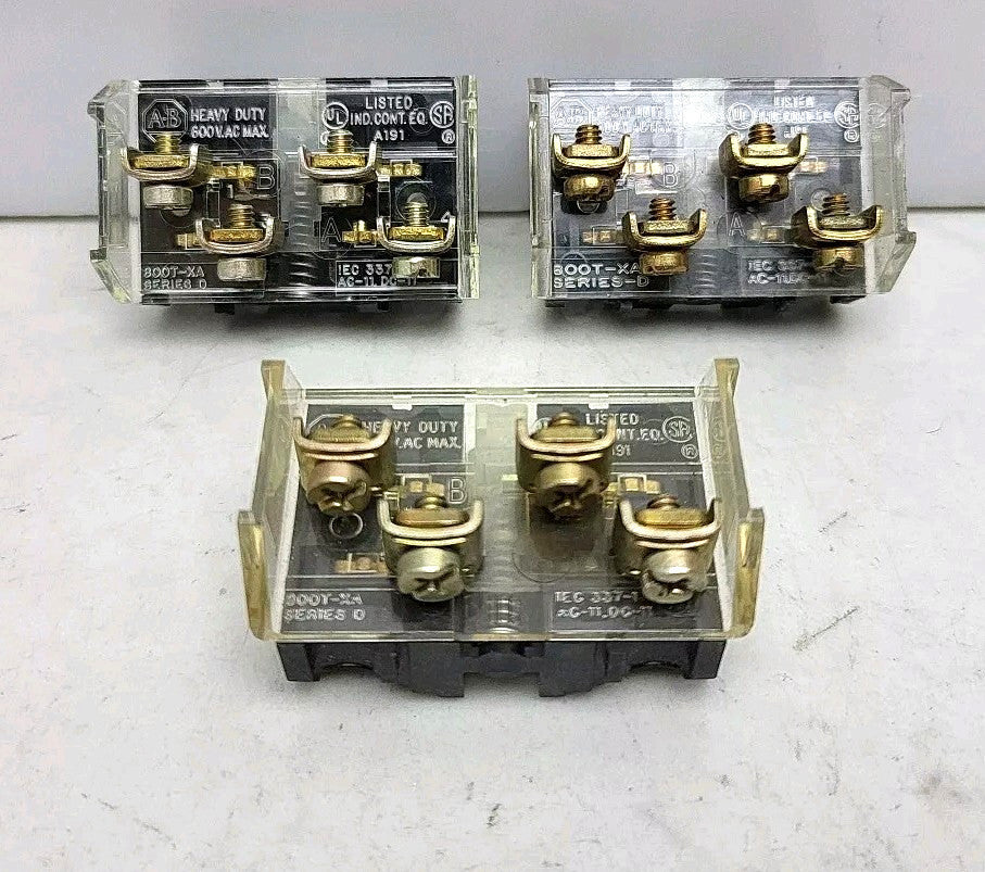 3 Pack Allen Bradley 800T-XA Contact Block DPST 800TXA 30mm 10A 600V Ser D Used