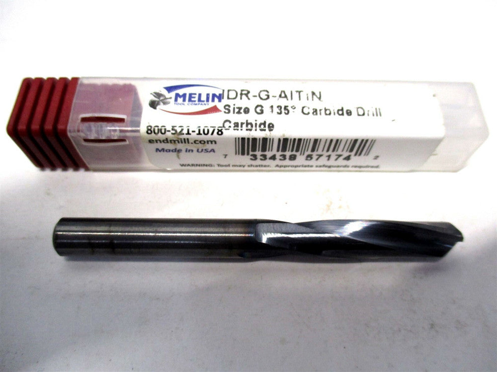 Melin IDR-G-ALTIN Ltr G x .2610 x 1-7/16 x 2-5/8 2-Flute 135° Carbide Stub Drill
