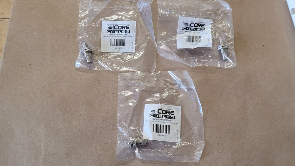 Lot of 3 E Core Cables 1570 SMA Female to SMA Female Bulkhead Adapters