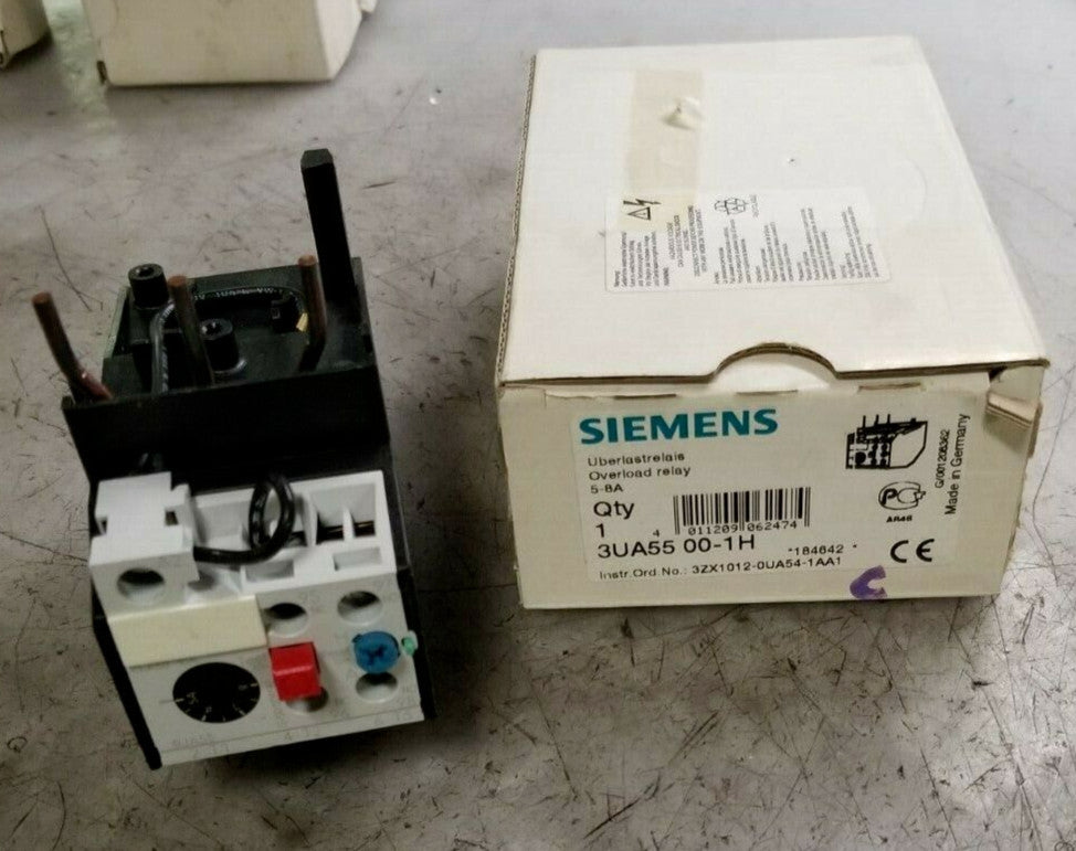 NEW SIEMENS 3UA55 00-1H THERMAL OVERLOAD RELAY 5 TO 8 AMP 600 VAC