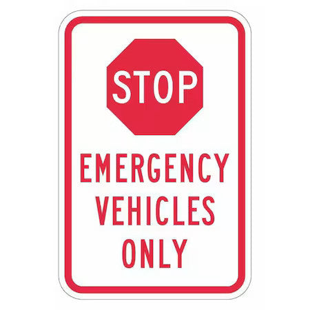 Lyle T1-1847-Dg_12X18 Stop Emergency Vehicles Only Traffic Sign, 18 In H, 12 In