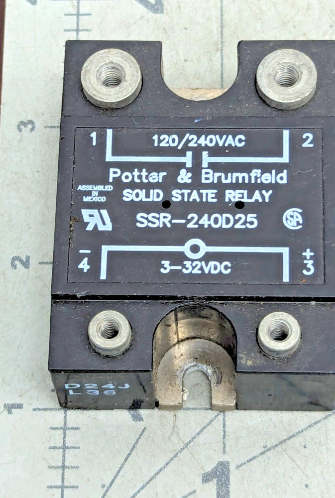 Potter & Brumfield SSR-240D25 Solid State Relay 120/240VAC 3~32VDC Working Pull