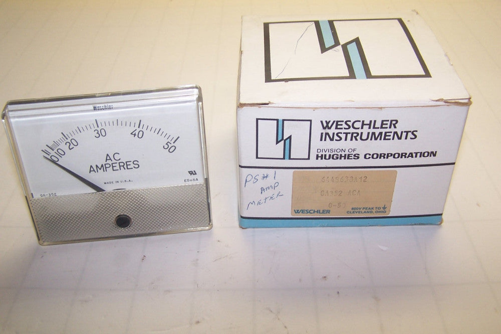 NEW WESCHLER INSTRUMENTS 0 - 50 AC AMPS PANEL METER 644B638A12