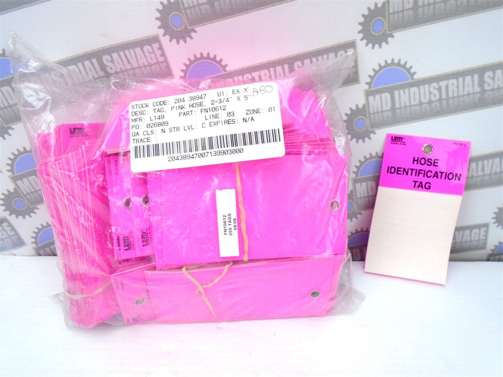 LEM Products (250 pcs) - FN10612 - Self Laminating PINK HOSE IDENTIFICATION TAG