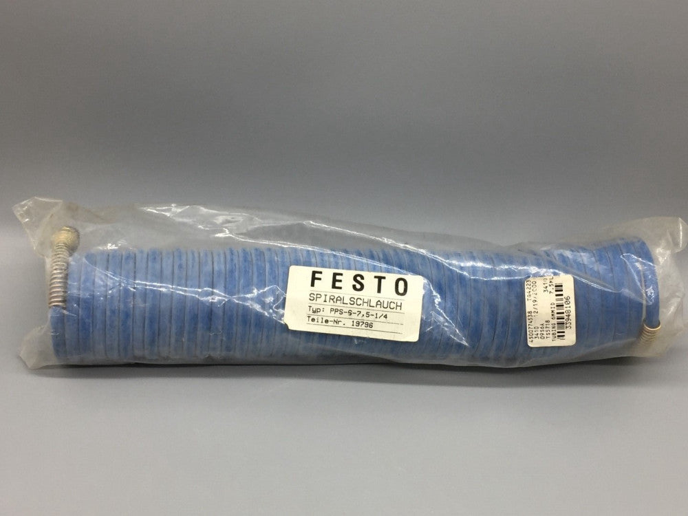 NEW Festo PPS-6-7,5-1/4 Spiral Plastic Tubing w/2 Rotatable Fittings 19796
