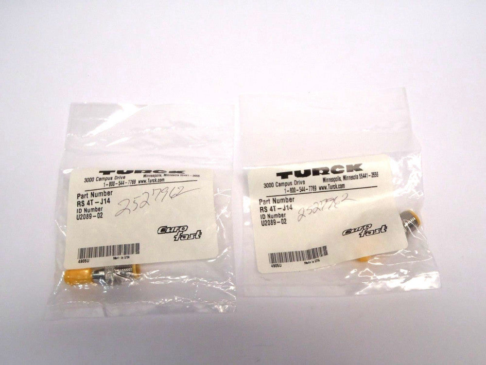 Turck RS 4T-J14 Connector 4 Pin U2089-02 LOT OF 2