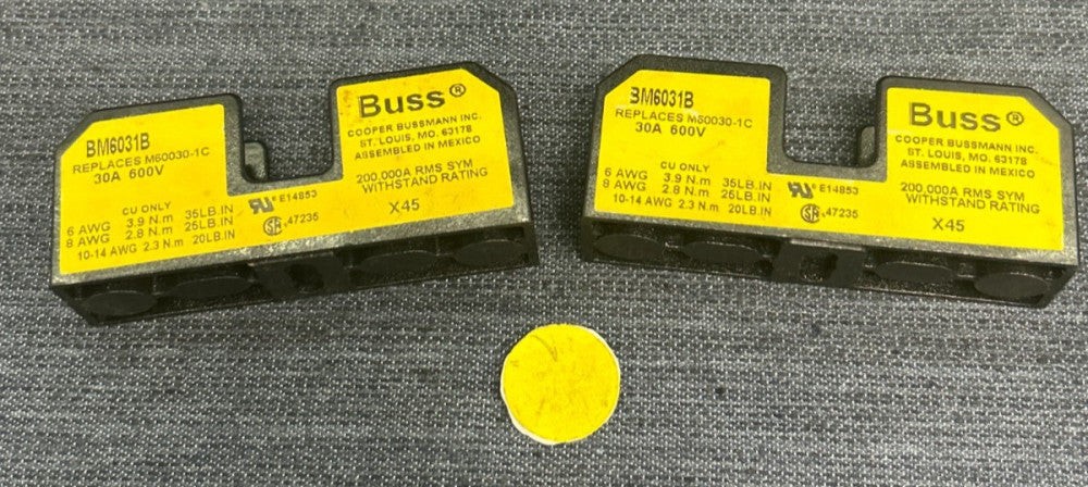 BUSS FUSE HOLDER BM6031B 30A 600V LOT OF 2
