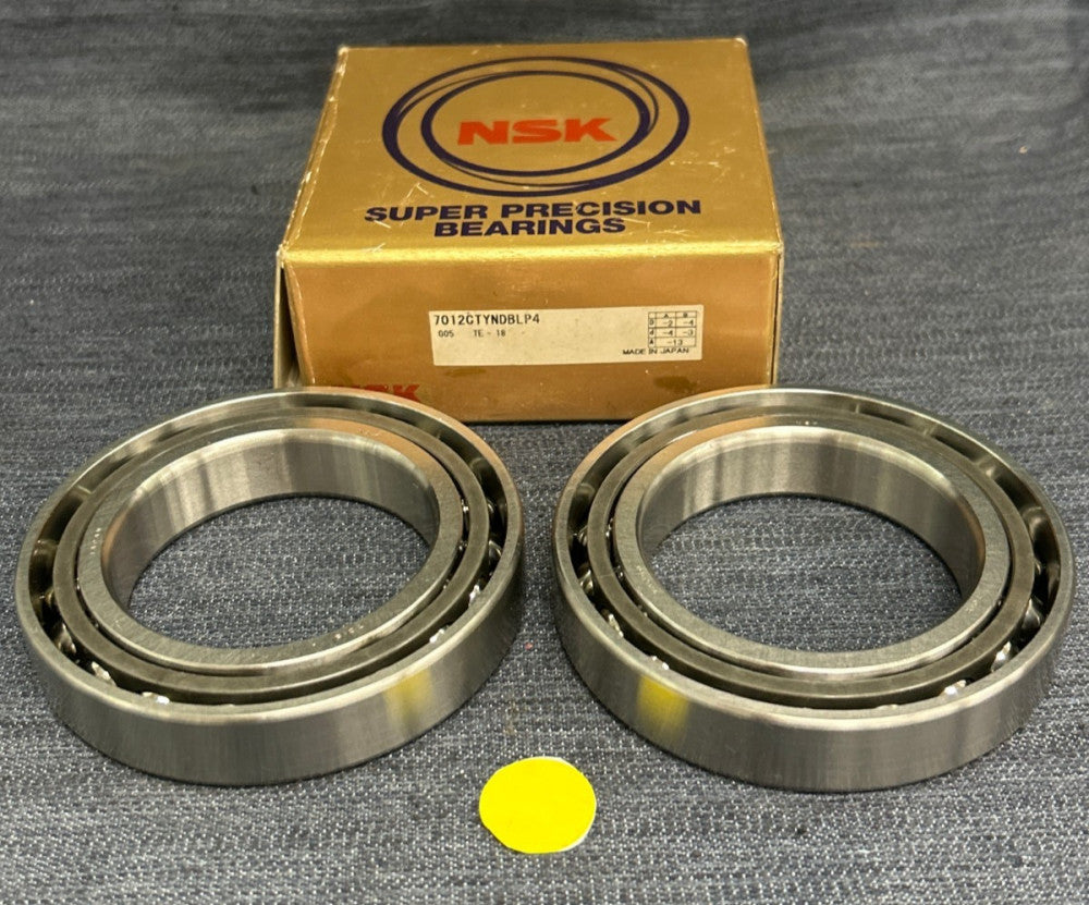 NSK ANGULAR CONTACT BEARING 7012CTYNDBLP4 60MM ID 95MM OD 18MM W LOT OF 2