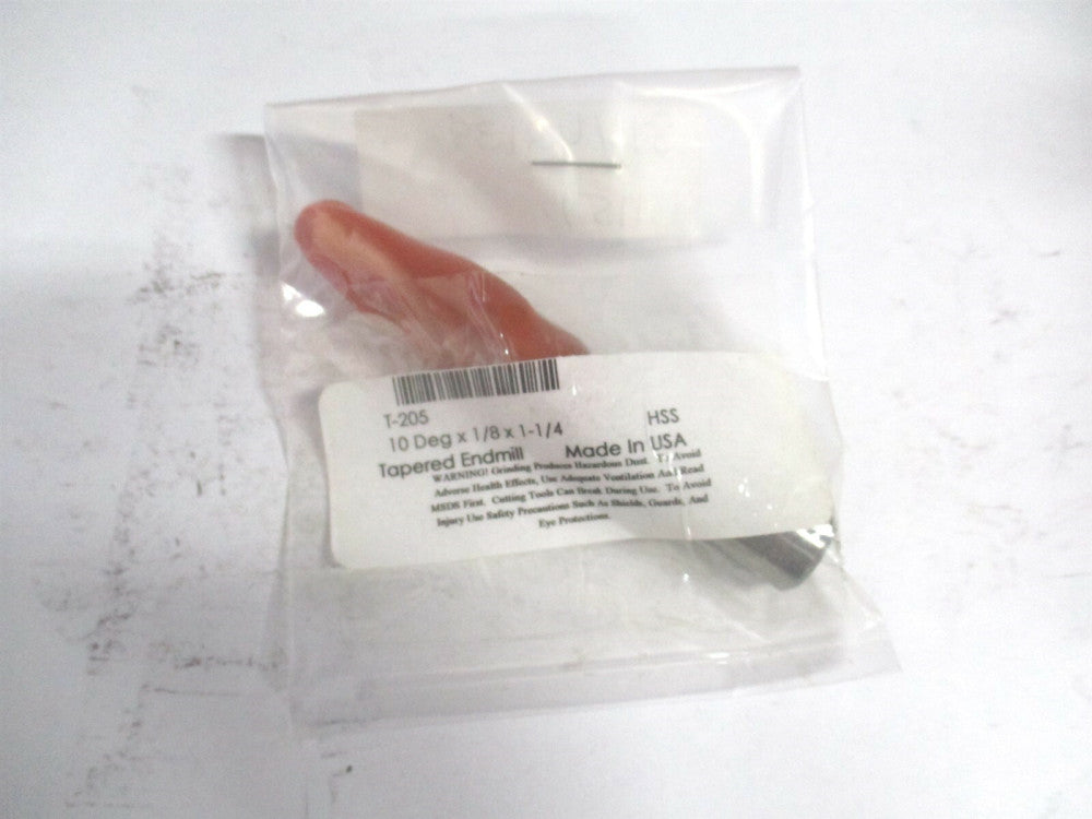 (T-205) 1/8" x 1-1/4" x 1/2" x 3-1/4" OAL 3-Flute HSS Tapered Square End Mill