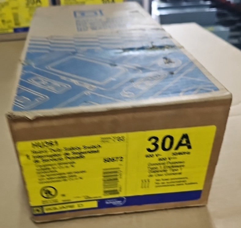 SQUARE D HU361 Safety switch, heavy duty, non fusible, 30A, 3 wire, 3 pole, 30HP