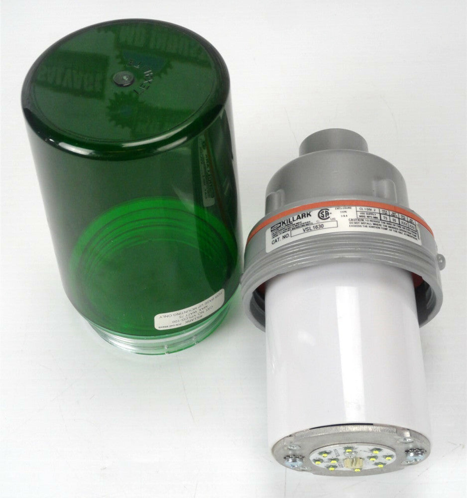 HUBBELL KILLARK VSL1630G GREY Fixture w/ VPLCG-100 GREEN Polycarbonate Cover