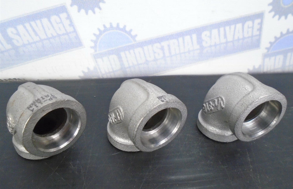 (Lot of 3) - 316 Stainless 90° Elbows 1/2" x 1/2" Socket Weld, 150 (NEW)