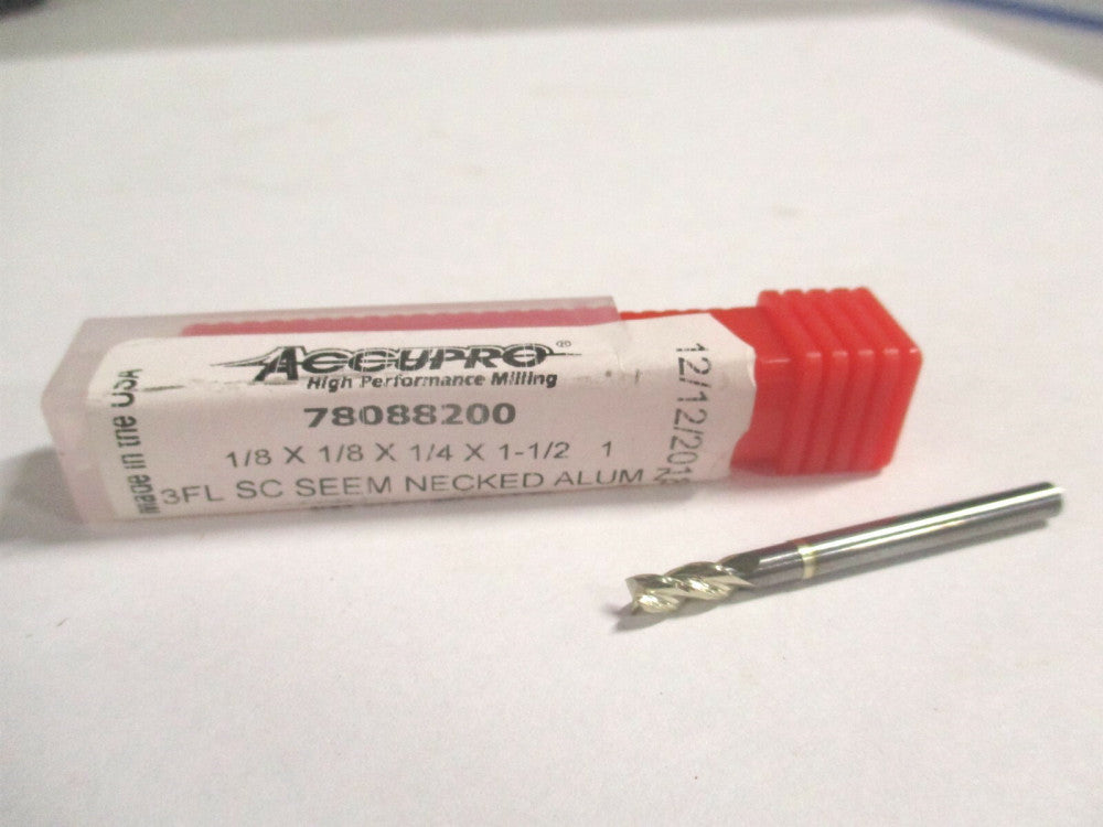 (35012504N08C5) 1/8" x 1/4" x 1/8" x 1-1/2" OAL Carbide 3 Flute Square End Mill