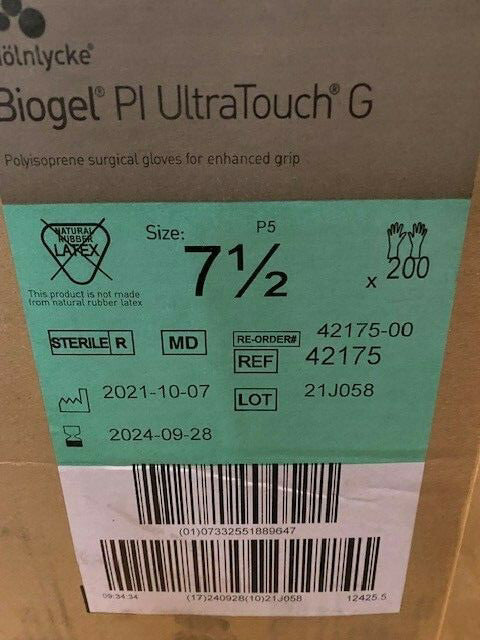 (Case of 200 Pair) Biogel Molnlycke 42175 - Gloves, PI Ultra Touch Gloves *READ*