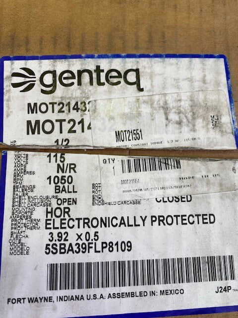 Trane MOT21551 Motor 1/2hp 115v 1050-600rpm CCW