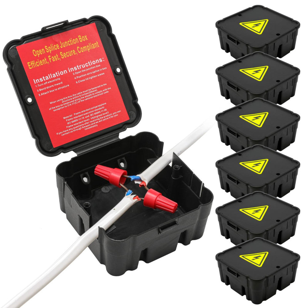 Open Splice Junction Box (6 Pack), One-Piece Junction Box Splice Box. Repair ...