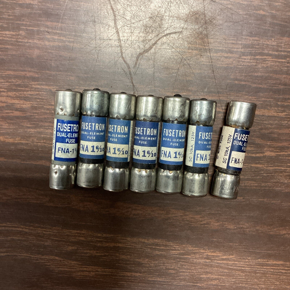 LOT OF 7 BUSSMANN FNA-1-6/10 FUSE 1.6A 125V / FNA1610
