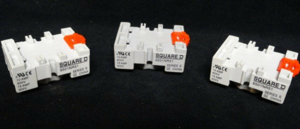 (3 pcs.) SQUARE D - RELAY SOCKET - SERIES B - PN: 8501NR51 - 10 A / 600 V - NEW