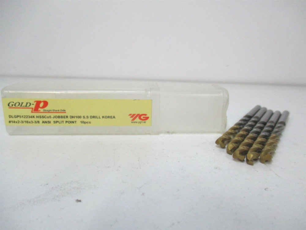 YG-1 (DLGP512234K) #14 x 2-3/16" x 3-3/8" HSS DH100 Jobber Drill Bit - Pack of 5