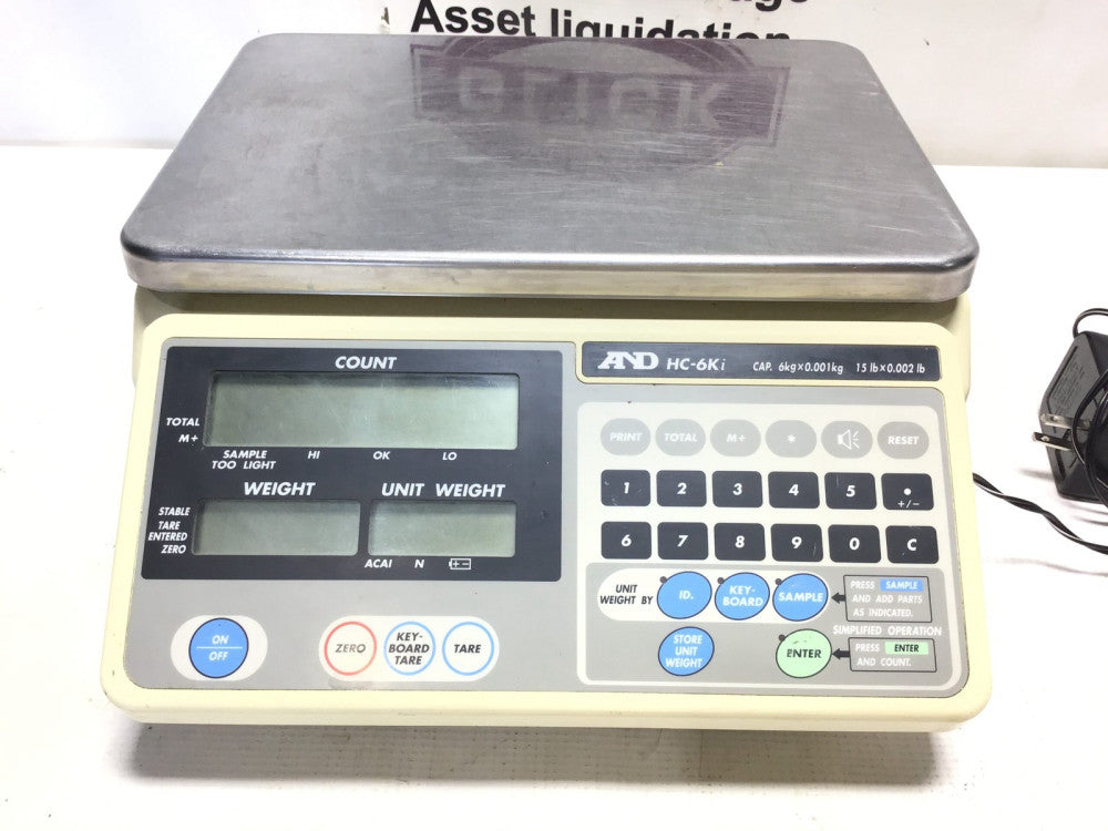 Fairbanks AND HC-6Ki Counting Scale Cap 6kg x 0.001kg - 15lb x 0.002lb 7.5V 0.5A