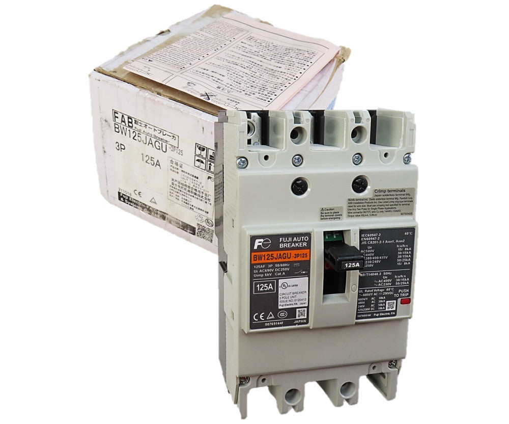 Fuji BW125JAGU-3P125 125A Circuit Breaker 3P Thermal Magnetic *USA SELLER* NIB