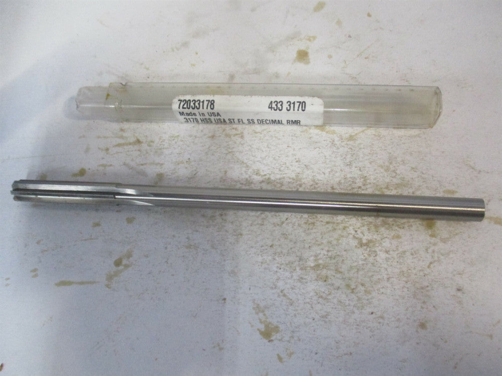 (433-0.3170) 0.317" x 1-1/2" x 6" 6-Flute Straight Shank HSS Chucking Reamer