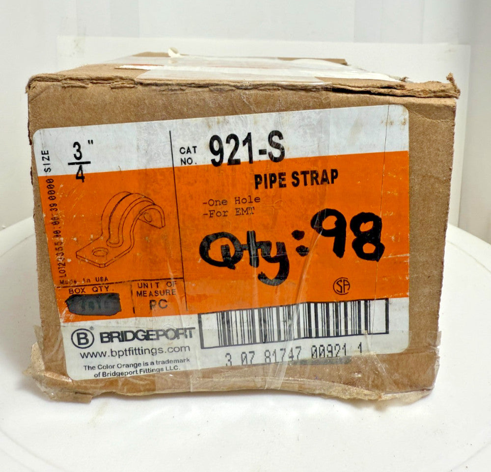 (Box of 98) Bridgeport 921-S Pipe Strap 3/4" Fitting
