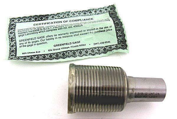 Greenfield 1-3/8-12 No Go 2A Steel Thread Gage