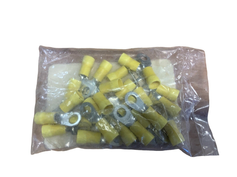 PV4-38R-T RING TERMINALS LARGE WIRE,YELLOW 3/8" STUD 4 AWG, QTY 25