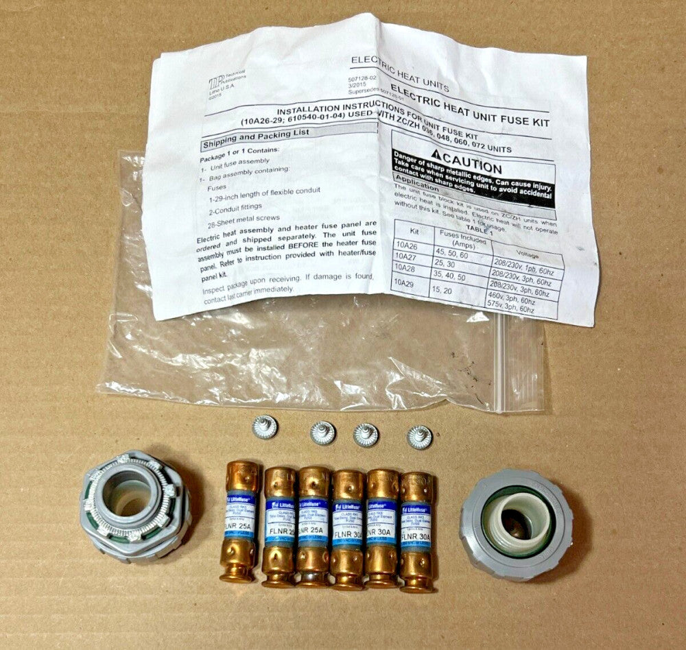 Lennox OEM Electric Heat Units Fuse Kit 507128-02 for ZC/ZH 036, 048, 060, 072
