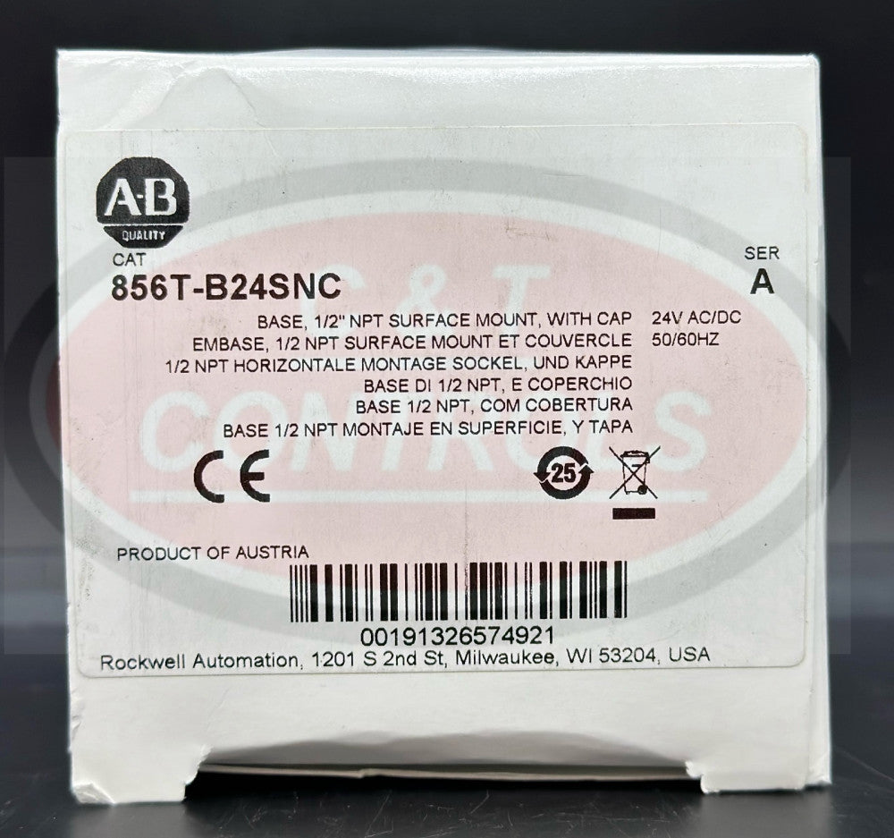 Allen Bradley 856T-B24SNC 24V Base w/ Cap New In Box USA Stock
