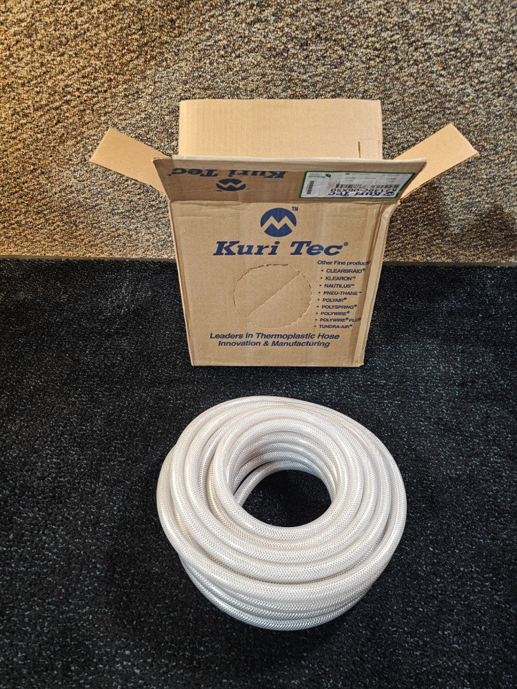 Kuri Tec K2140C-06X50 Clear Braid 3/8” X 50FT Tubing Food Grade 275 Psi At 70 F