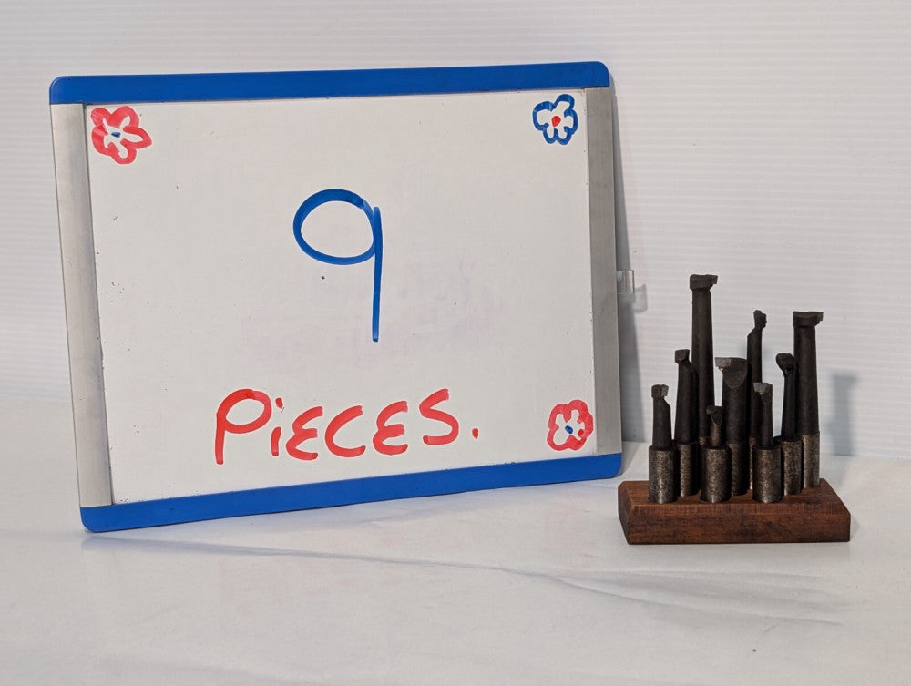 Set of 9 Erickson Lathe Boring Bars with Storage Block, 1/2" Shank