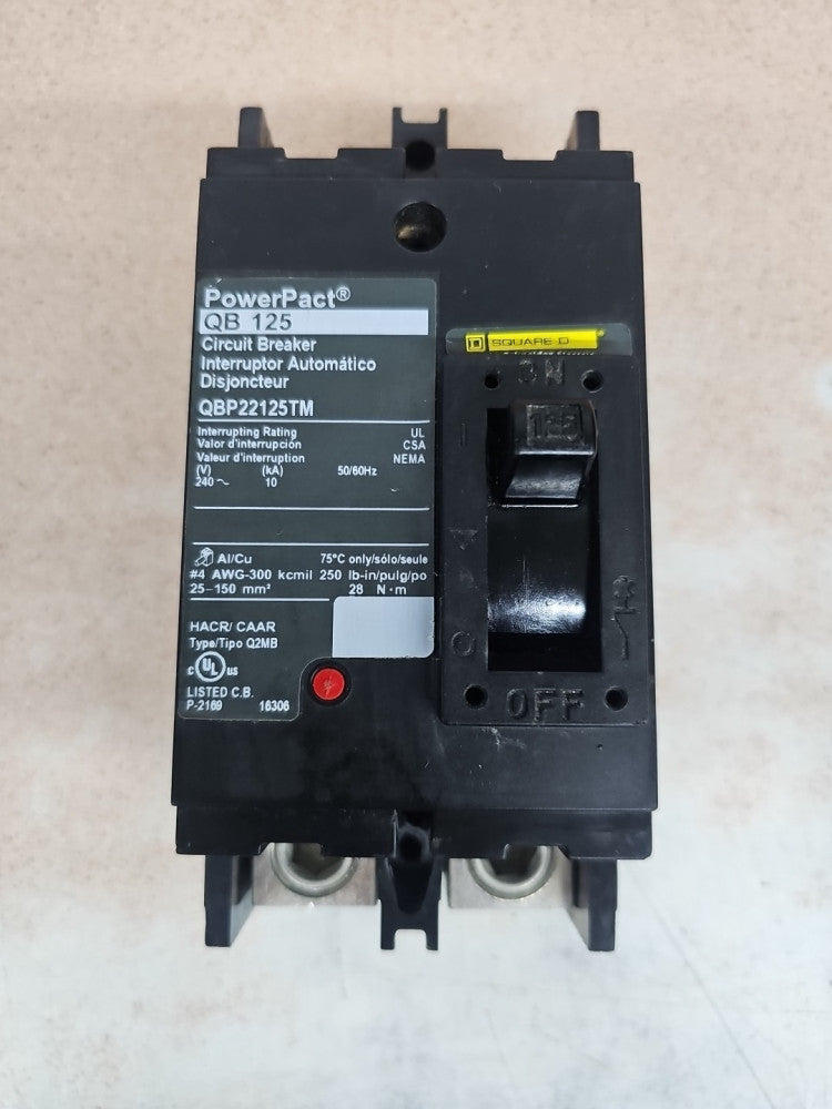 SQUARE D QBP22125TM POWERPACT 2P 125A 240V CIRCUIT BREAKER NTO