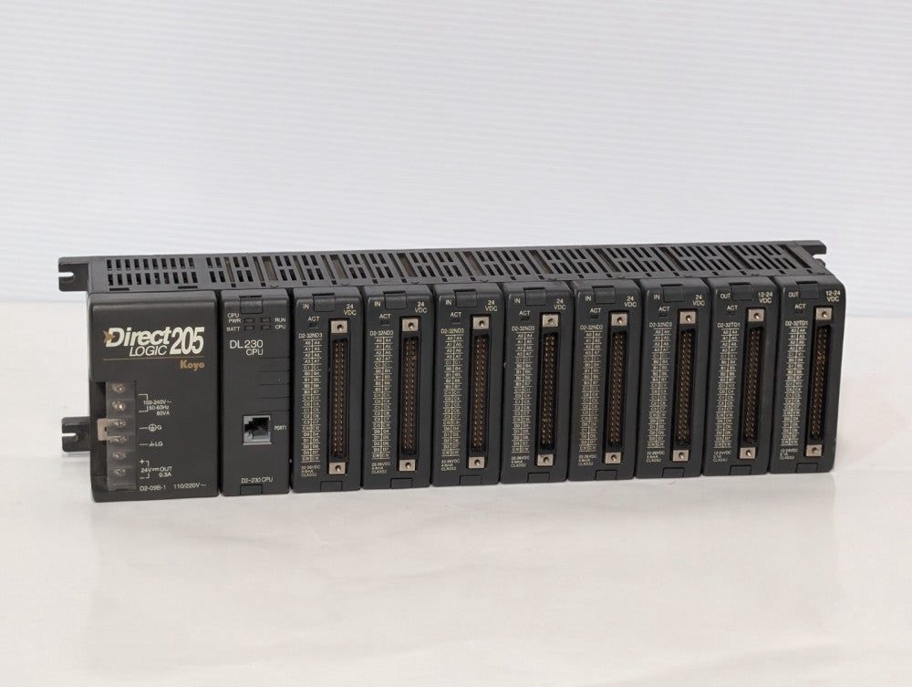 Koyo D2-09B-1 Direct Logic 205 PLC Controller w D2-230 CPU, (8) Input Output