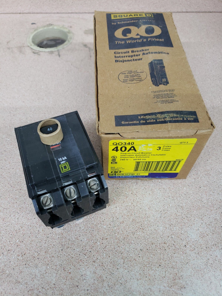 1 NEW QO340 Square D 3pole 40amp 240v Plug-In Circuit Breaker NEW