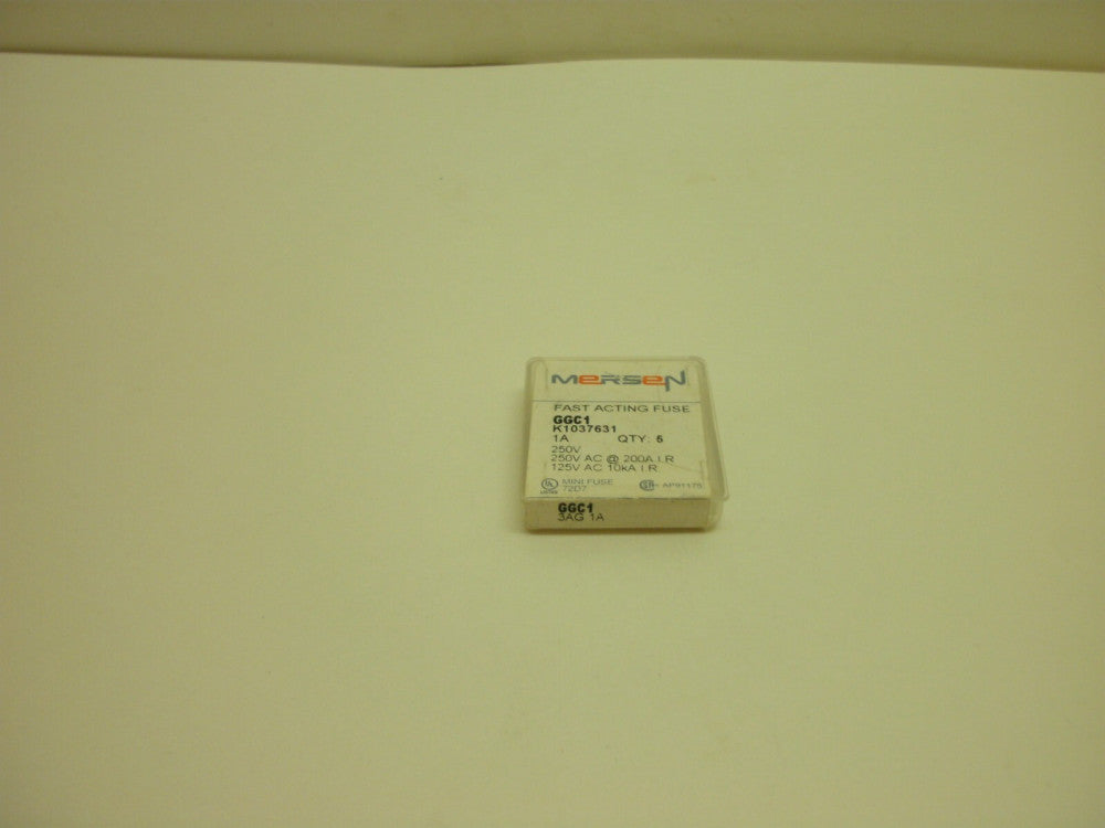 MERSEN GGC1 FAST ACTING FUSE 1 AMP 250 VOLT GLASS BODY 1-(BOX OF 5) NEW IN BOX